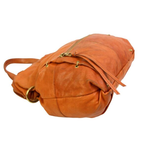 ROOMY Kooba TAN BROWN REAL LEATHER FRAME SHOULDER BAG TOTE HOBO HANDBAG SATCHEL - Picture 8 of 14